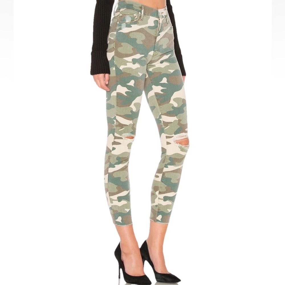 Mother Jeans High Waisted Looker Ankle Fray See Me Camo